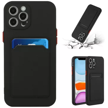   Samsung Galaxy A24 4G SM-A245F, Szilikon tok, kártyatartóval, Wooze Card Slot, fekete