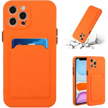   Samsung Galaxy A24 4G SM-A245F, Szilikon tok, kártyatartóval, Wooze Card Slot, narancssárga