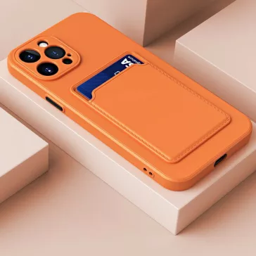   Samsung Galaxy A24 4G SM-A245F, Szilikon tok, kártyatartóval, Wooze Card Slot, narancssárga