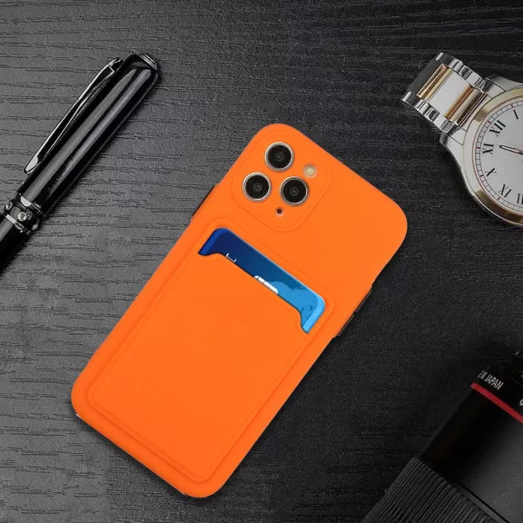 Samsung Galaxy A24 4G SM-A245F, Szilikon tok, kártyatartóval, Wooze Card Slot, narancssárga