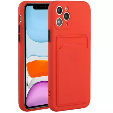   Samsung Galaxy A24 4G SM-A245F, Szilikon tok, kártyatartóval, Wooze Card Slot, piros