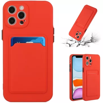   Samsung Galaxy A24 4G SM-A245F, Szilikon tok, kártyatartóval, Wooze Card Slot, piros