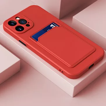   Samsung Galaxy A24 4G SM-A245F, Szilikon tok, kártyatartóval, Wooze Card Slot, piros