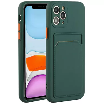   Samsung Galaxy A24 4G SM-A245F, Szilikon tok, kártyatartóval, Wooze Card Slot, sötétzöld