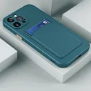Samsung Galaxy A24 4G SM-A245F, Szilikon tok, kártyatartóval, Wooze Card Slot, sötétzöld