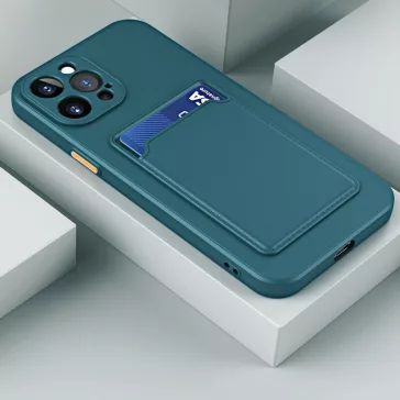   Samsung Galaxy A24 4G SM-A245F, Szilikon tok, kártyatartóval, Wooze Card Slot, sötétzöld