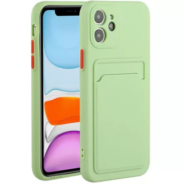   Samsung Galaxy A24 4G SM-A245F, Szilikon tok, kártyatartóval, Wooze Card Slot, világoszöld