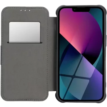   Samsung Galaxy A34 5G SM-A346B, Oldalra nyíló tok, légpárnás sarok, bőrhatású, karbon minta, Razor Book, fekete