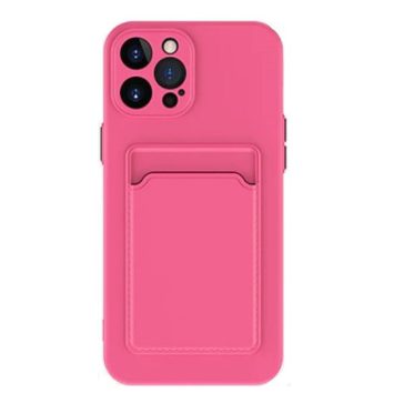   Apple iPhone 15 Pro Max, Szilikon tok, kártyatartóval, Wooze Card Slot, magenta