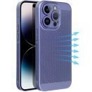 Apple iPhone 15 Pro Max, Műanyag hátlap védőtok, légáteresztő, lyukacsos minta, Breezy, kék