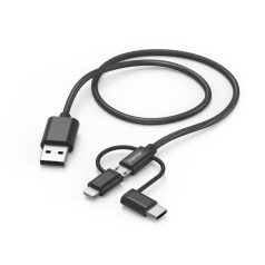   Hama 3az1-ben Multi töltőkábel USB-A - Micro-USB, USB-C és Lightning 1.5m fekete (201536)