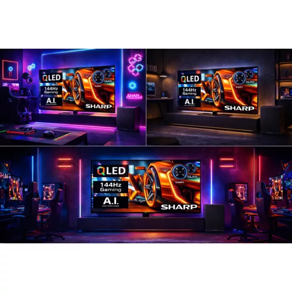 SHARP 55HR7265E UHD 4k QLED Google TV + CP-AWS0101 AQUOS mélynyomó