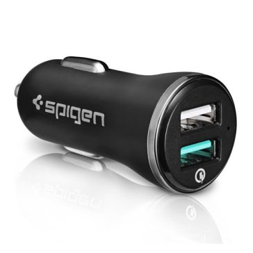   Spigen Essential F27QC Quick Charge 3.0 autós szivargyújtó töltő adapter, 2xUSB, fekete