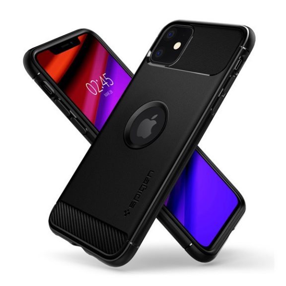 Spigen Rugged Armor Apple iPhone 11 tok, Matte Black, fekete