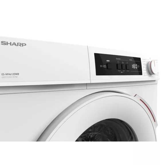 SHARP ES-NFA612DWB-EE Elöltöltős keskeny mosógép