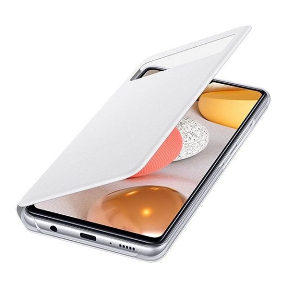 Samsung Galaxy A42 LED View Cover, gyári flip tok, fehér, EF-EA426PWE