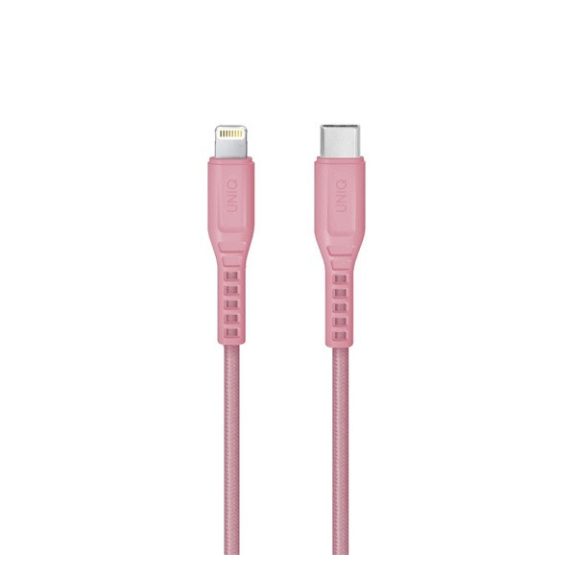 Uniq Flex USB-C / Lightning MFi töltő- és adatkábel, 1.2m, rózsaszín