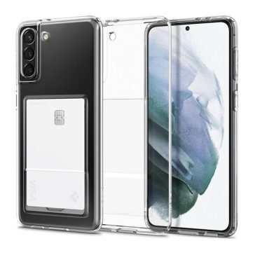   Spigen Crystal Slot Samsung Galaxay S21+ tok kártyatartóval, Crystal Clear, átlátszó