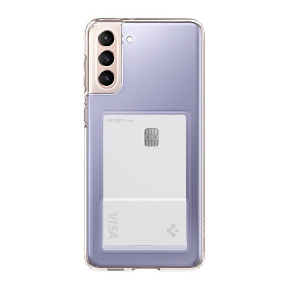 Spigen Crystal Slot Samsung Galaxay S21+ tok kártyatartóval, Crystal Clear, átlátszó