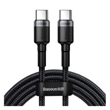   Baseus Cafule USB-C / USB-C töltő- és adatkábel, PD2.0, 2m, szürke/fekete