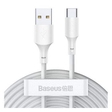   Baseus Simple Wisdom USB / USB-C töltő- és adatkábel, 1,5m, fehér (2db)