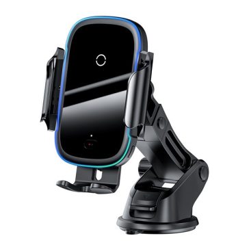   Baseus Light tapadókorongos autós tartó, műszerfalra, szélvédőre, wireless töltő, fekete, 15W