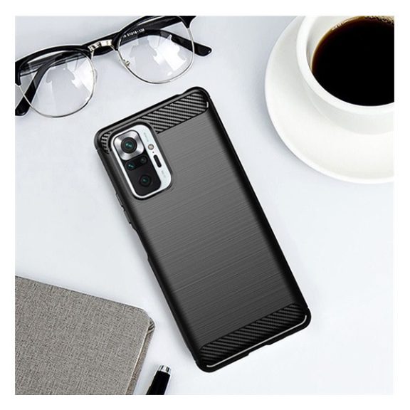 Forcell Carbon hátlap tok Xiaomi Redmi Note 10 5G , fekete