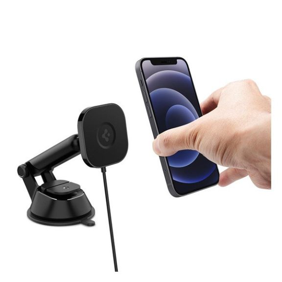 Spigen OneTap Pro ITS35W mágneses Magsafe autós tartó vezeték nélküli wireless gyorstöltővel, műszerfalra