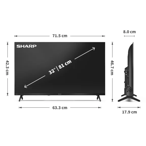SHARP 32HF3265E HD Ready QLED Google Televízió