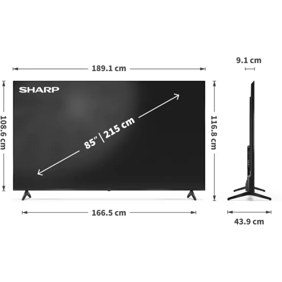 SHARP 85HP5265E 215cm-es 4K Ultra HD QLED Google TV