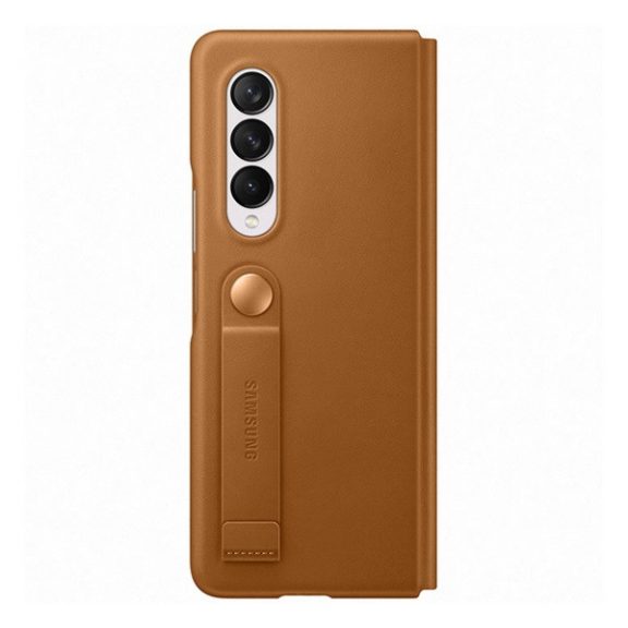 Samsung Galaxy Z Fold3 5G Leather Flip Cover, gyári bőr flip tok, barna, EF-FF926