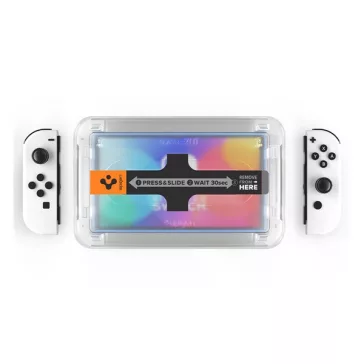   Spigen Glas.tR EZ Fit Nintendo Switch OLED tempered kijelzővédő fólia felhelyező kerettel (2db)