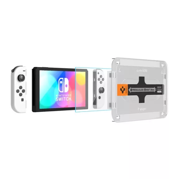 Spigen Glas.tR EZ Fit Nintendo Switch OLED tempered kijelzővédő fólia felhelyező kerettel (2db)