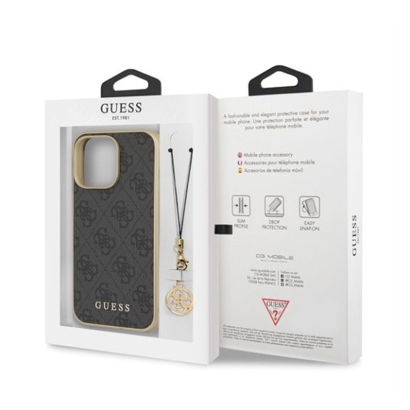 Guess 4G Charms Apple iPhone 13 Pro Max hátlap tok, szürke