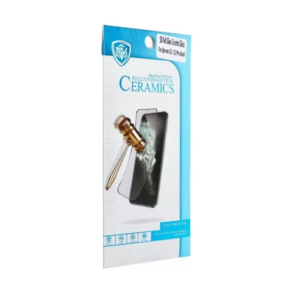 Apple iPhone 13 Pro Max Full Glue Ceramic hajlított tempered glass kijelzővédő üvegfólia, fekete