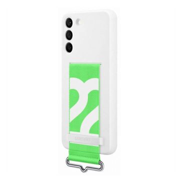   Samsung Galaxy S22+ Silicone Cover with Strap, gyári szilikon tok szíjjal, fehér, EF-GS906TW
