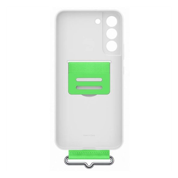 Samsung Galaxy S22+ Silicone Cover with Strap, gyári szilikon tok szíjjal, fehér, EF-GS906TW