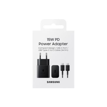   Samsung EP-T1510 USB-C hálózati gyorstöltő USB-C kábellel, 15W, fekete