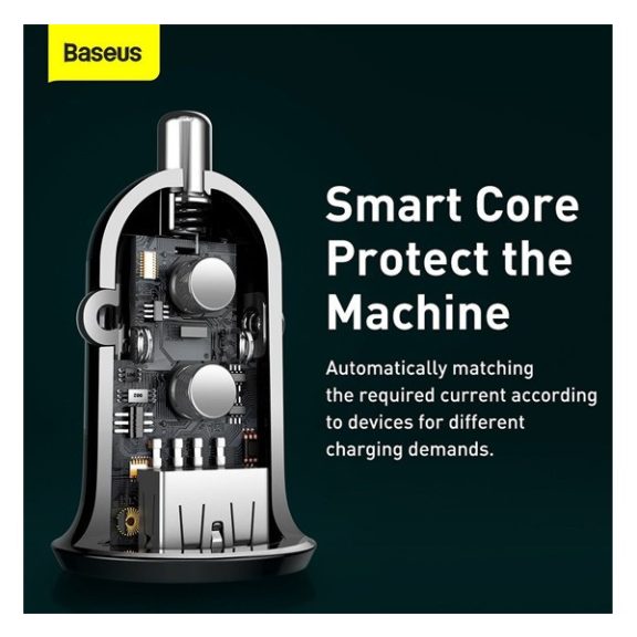 Baseus Grain Pro hálózati gyorstöltő adapter 2xUSB, 24W, fekete