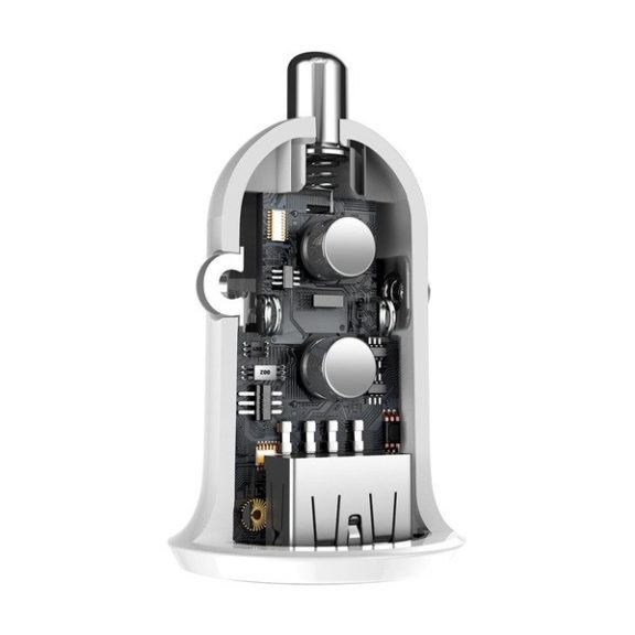 Baseus Grain Pro autós szivargyújtó gyorstöltő adapter 2xUSB, 24W, fehér