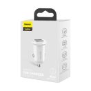 Baseus Grain Pro autós szivargyújtó gyorstöltő adapter 2xUSB, 24W, fehér