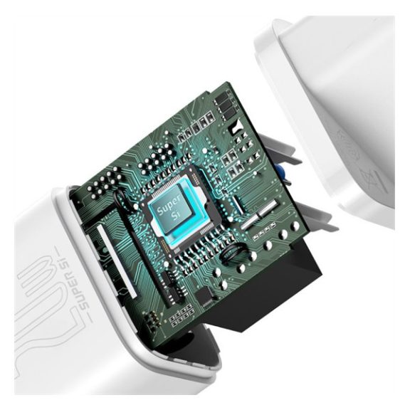 Baseus Super-Si hálózati gyorstöltő adapter USB-C, 20W, fehér