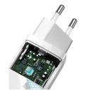 Baseus GaN2 Lite hálózati töltő adapter 65W USB-C + USB-A, fehér