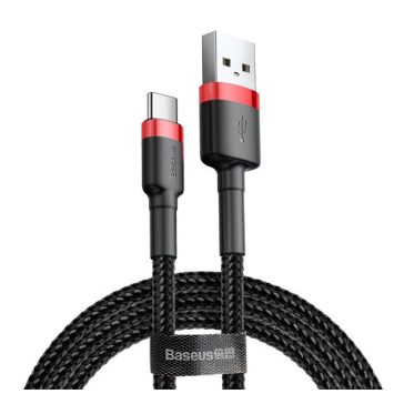   Baseus Cafule USB / USB-C gyorstöltő töltő- és adatkábel, 1m, piros-fekete