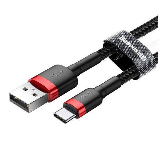 Baseus Cafule USB / USB-C gyorstöltő töltő- és adatkábel, 1m, piros-fekete