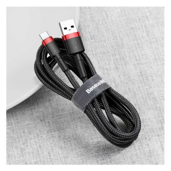 Baseus Cafule USB / USB-C gyorstöltő töltő- és adatkábel, 1m, piros-fekete