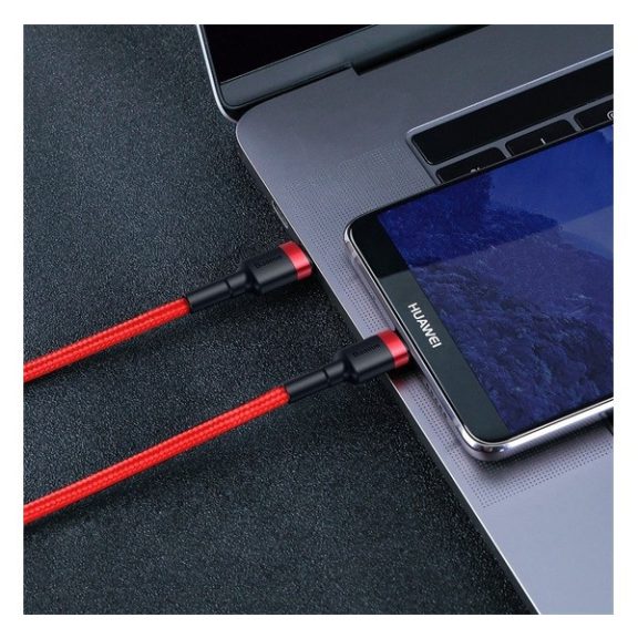 Baseus Cafule USB-C gyorstöltő töltő- és adatkábel, 2m, szürke-fekete