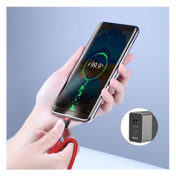 Baseus Cafule USB-C gyorstöltő töltő- és adatkábel, 2m, szürke-fekete