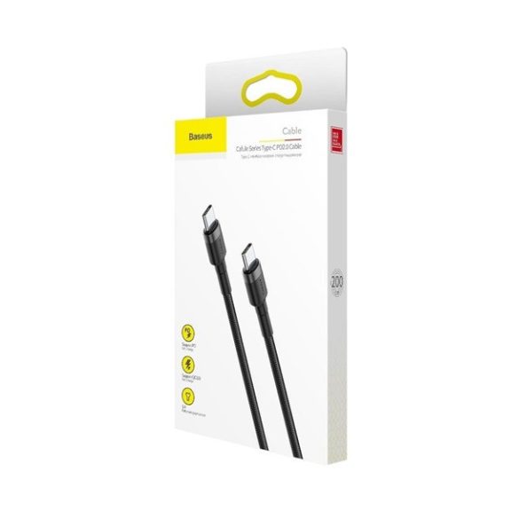 Baseus Cafule USB-C gyorstöltő töltő- és adatkábel, 2m, szürke-fekete
