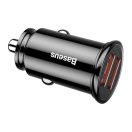 Baseus Circular autós szivargyújtó gyorstöltő, 2xUSB, 30W, fekete